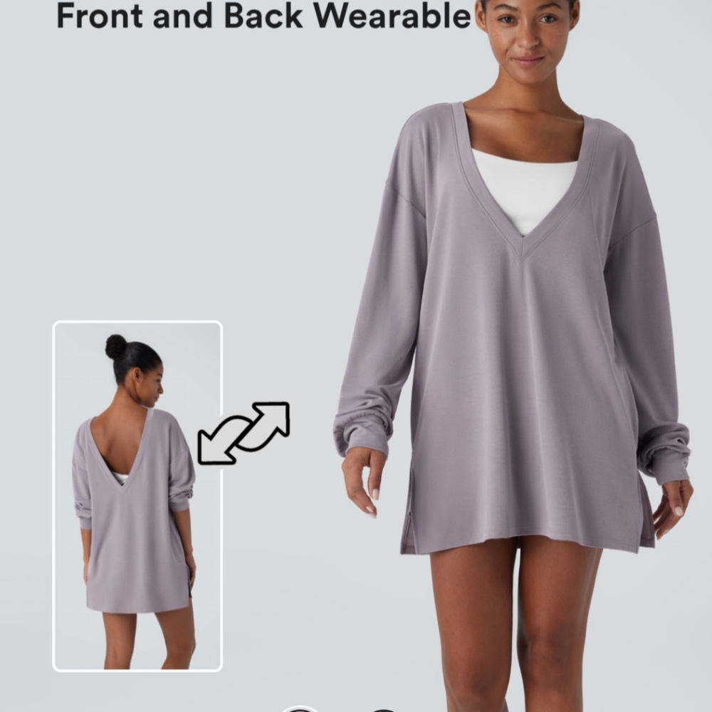Reversible Lavender V-Neck Tunic